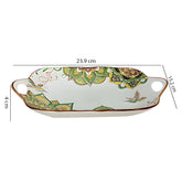 Lemon Tree Green Ceramic Matte Finish Rectangular Platter with Dual Ear Handles – Elegant & Functional Serveware